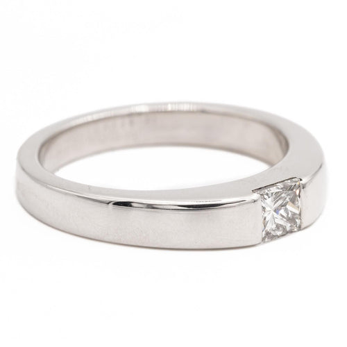 Bague 49 Cartier Bague Solitaire Tank Or blanc Diamant 58 Facettes 2308539CN