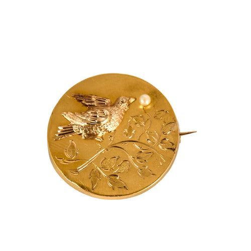 Broche Broche "Oiseau" en or jaune, or rose et perle blanche 58 Facettes PAL3445