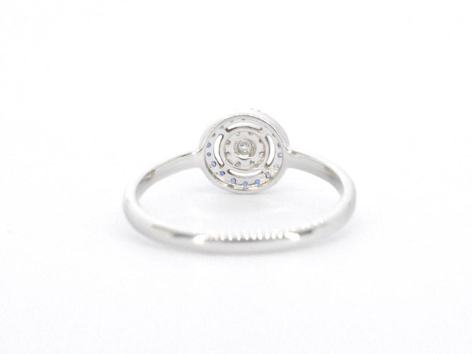 Bague 54 Bague en or blanc avec diamants et saphirs 58 Facettes 2314