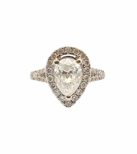 Bague Bague Solitaire or blanc diamant poire 1ct 58 Facettes