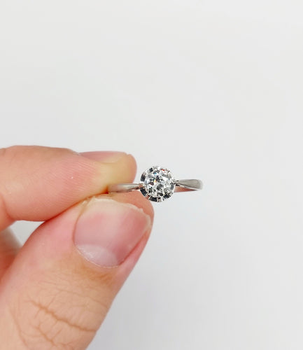 Bague solitaire art deco Platine diamant taille ancienne 0,43 carat (circa 1930)