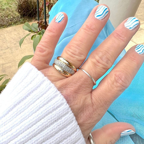 Bague 58.5 Bague Jonc bombé - Diamants - Or blanc et or jaune 18 K 58 Facettes AA 1714