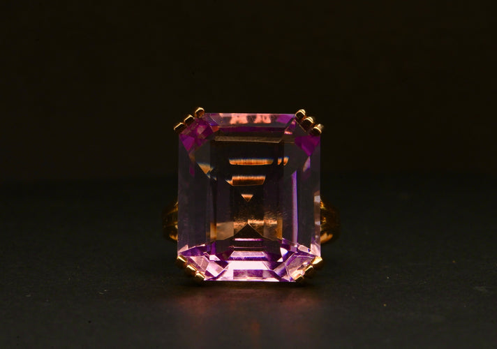 Bague 53 Bague Ornée D'une Amétrine En Or Taille Émeraude 58 Facettes