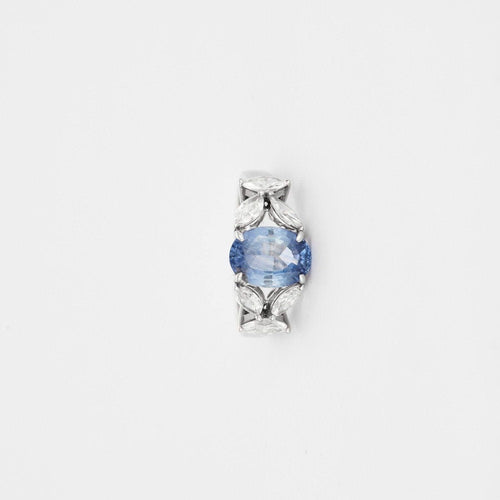 Bague 54 Bague or blanc saphir bleu diamants 58 Facettes