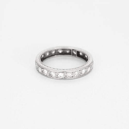 Bague 53 Alliance Américaine or blanc et diamants 58 Facettes GU198