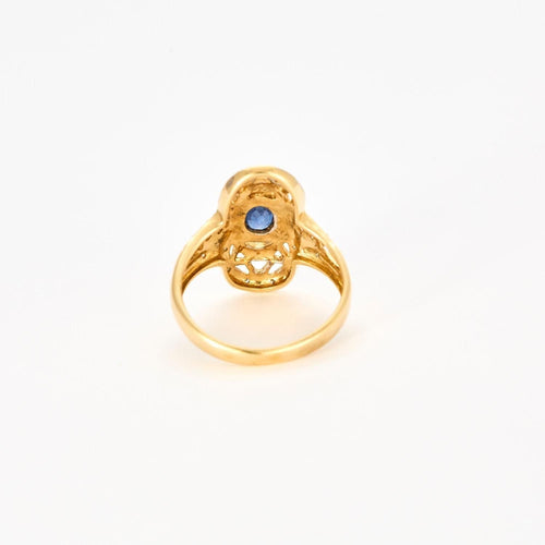 Bague Bague vintage or jaune et blancs, saphir, diamants 58 Facettes