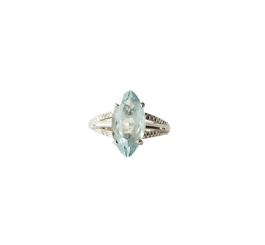 Bague 49 Bague or blanc aigue-marine 2.15 carats 58 Facettes