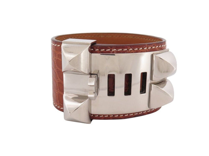 bracelet HERMES medor collier de chien cuir crocodile 16 a 19 cm 58 Facettes 266669