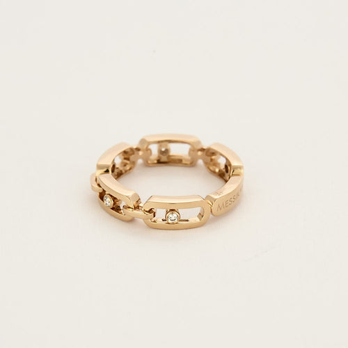 Bague 53 MESSIKA - Move Link Multi - Bague en or rose et diamants 58 Facettes CAL22186