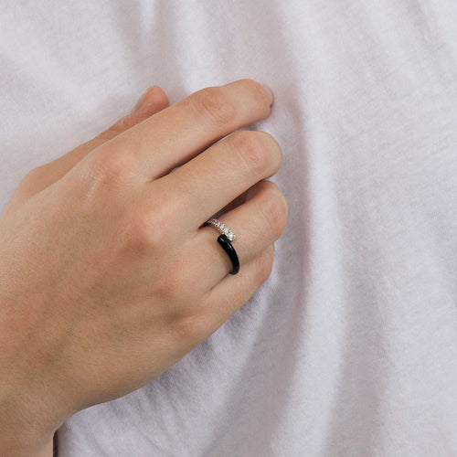 Bague 54 Bague or blanc céramique noire 58 Facettes 3131752