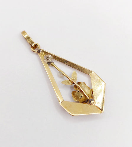 Pendentif Art Déco or rose orné d'une perle (circa 1920)