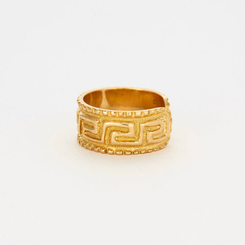 Bague 52.5 Bague jonc ouverte or jaune décor frise grecque 58 Facettes AB56