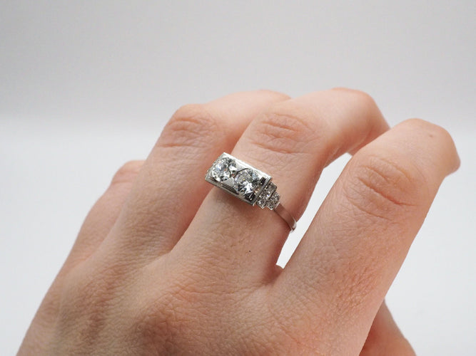 Bague 57 Bague Art Déco Platine Diamants 58 Facettes 4530