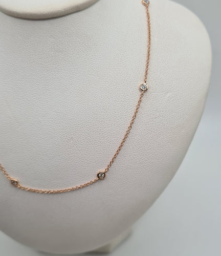 Collier Collier or rose serti de diamants 58 Facettes