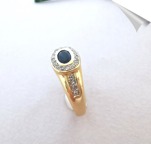 Bague 55.5 Bague Saphir Diamants Or Jaune 58 Facettes AA 1550