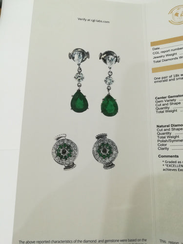 Boucles d'oreilles Boucles d'Oreilles or blanc, Emeraudes Diamants 58 Facettes