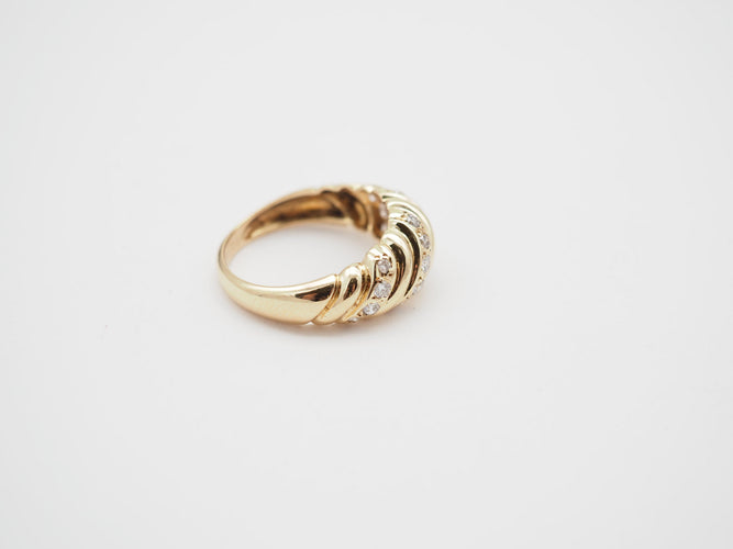 Bague 53 Bague godronnée or jaune 750 et diamants 58 Facettes