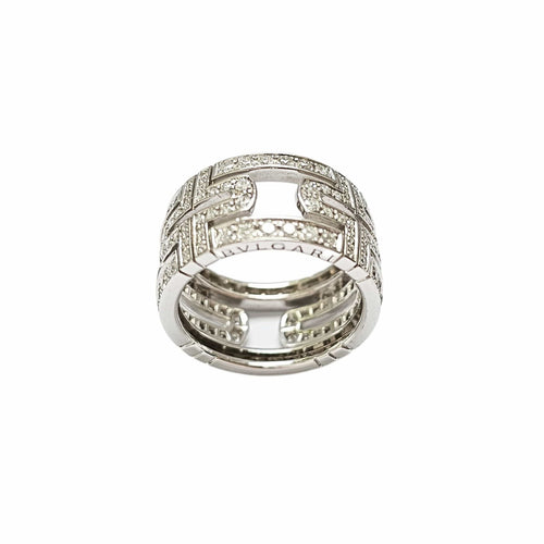 Bague 54 BULGARI - Bague Parentesi or blanc et diamants 58 Facettes BUL-RI-PAR-WG-DI
