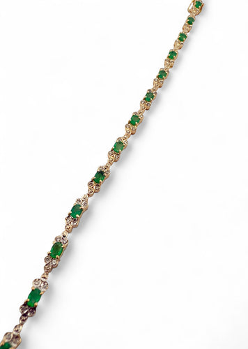 Bracelet Bracelet or jaune émeraude et diamants 58 Facettes