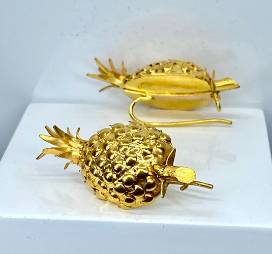 Paire de boucles d’oreilles Ananas en or jaune 18 carats