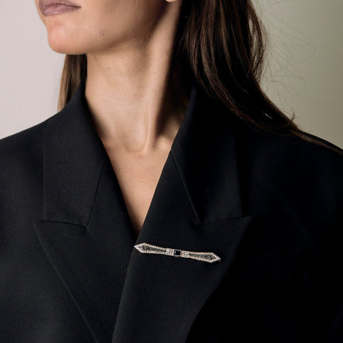 Broche Elegante Broche barrette en platine, or jaune, diamants et saphirs 58 Facettes PAL3663