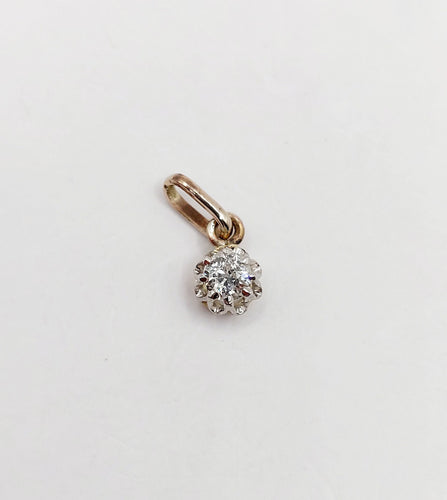 Pendentif or blanc diamant taille ancienne serti griffes (circa 1900)