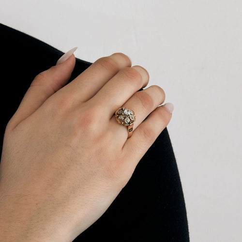 Bague 56 Bague motif floral sertie de diamants 58 Facettes 127207160538
