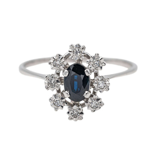 Bague 57 Bague Pompadour Or blanc Saphir, Diamant 58 Facettes 3754270CN