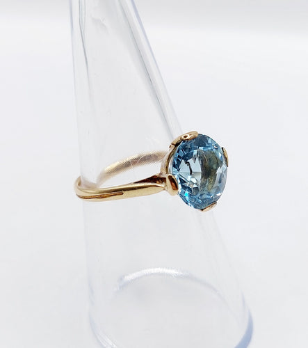 Bague 51 Bague cocktail vintage or jaune et aigue marine 58 Facettes A05744