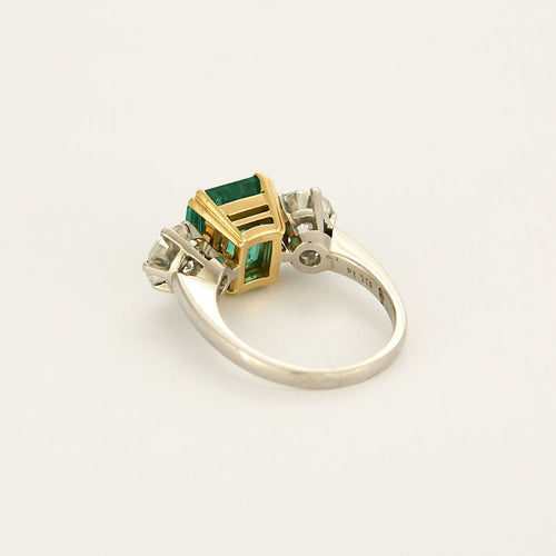 Bague 50 Bague trilogie bicolore émeraude diamants brillants 58 Facettes