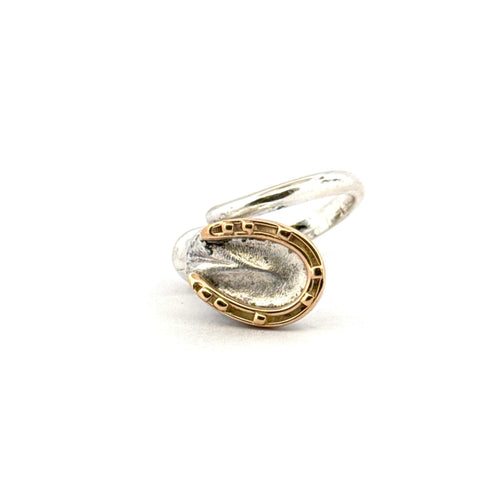 Bague 53 Bague Hermes Fer à cheval en or et corps en argent 58 Facettes
