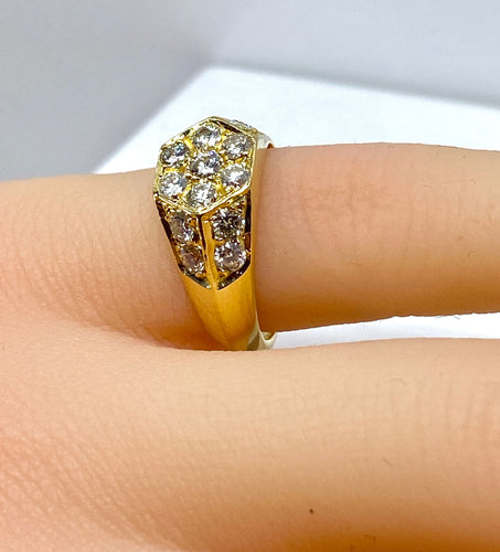 Bague 47 Chevalière or jaune 15 diamants 58 Facettes AB634