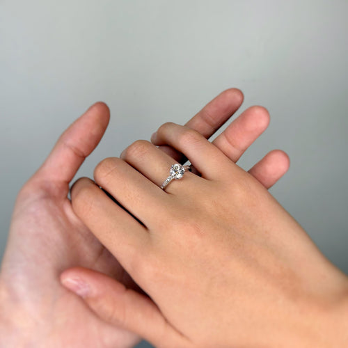 Bague 54 Solitaire accompagné - Or blanc et Diamant 1,27 cts 58 Facettes 250343R-120398R