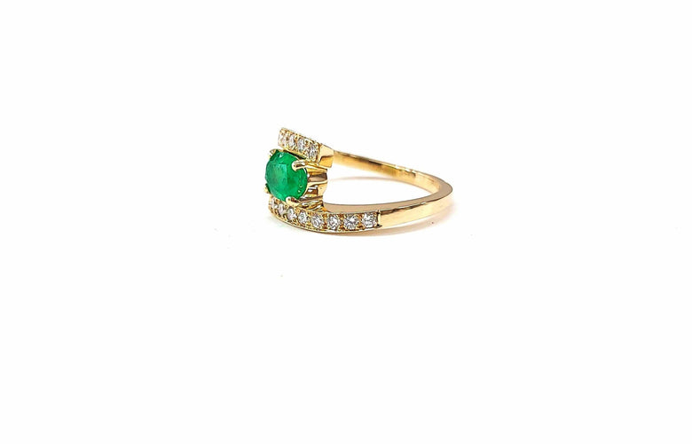 54 Bague or jaune émeraude et diamants 58 Facettes Bag cx em-FA.49
