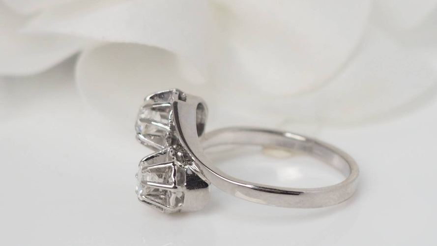 Bague 53 Bague Toi et Moi en or gris et diamants 58 Facettes 31194
