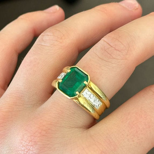 Bague 51 Bague émeraude et diamant de Zambie de 6,65 carats 58 Facettes