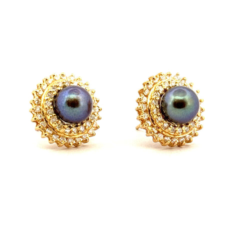 Boucles d'oreilles Boucles d’oreilles or, diamants, perles de Tahiti 58 Facettes