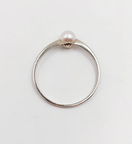Bague 56.5 Bague Art Déco or blanc ornée d'une perle 58 Facettes A05394