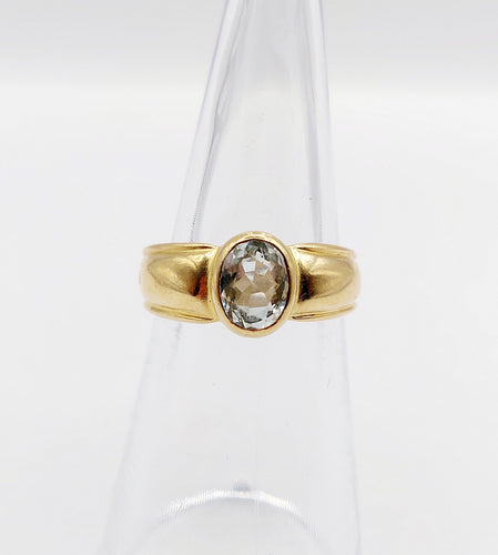 Bague 49 Bague jonc vintage or jaune 18k aigue marine de 0,70 carats 58 Facettes A06182