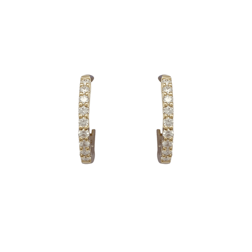 Boucles d'oreilles Paire de petites créoles en or jaune, diamants. 58 Facettes 34285