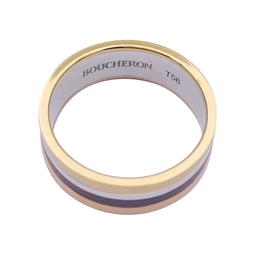 56 Bague Boucheron "My First Quatre", deux ors et acier. 58 Facettes 33324