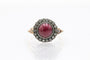 Bague Bague ancienne grenat cabochon et diamants en or jaune 58 Facettes 11712