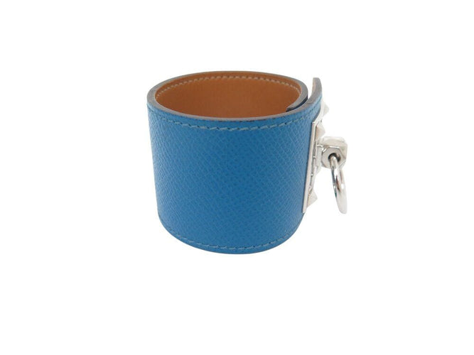 Bracelet bracelet HERMES creneau cuir graine bleu 17 cm blue 58 Facettes 268886