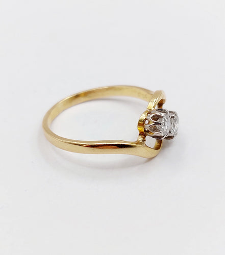 Bague 56 Bague toi et moi antique or 18k diamants et monture tourbillon (circa 1900) 58 Facettes A06310