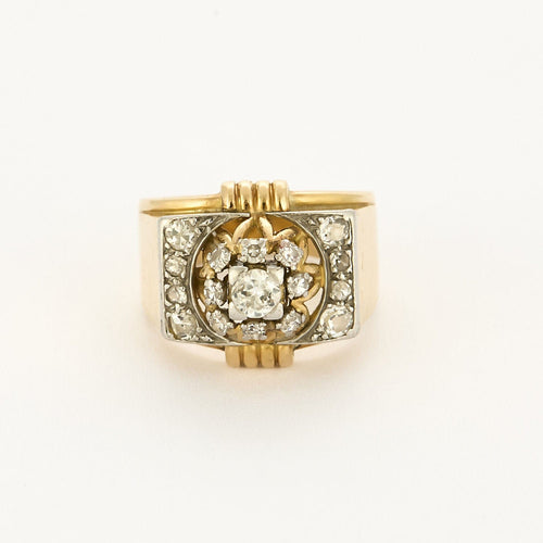 Bague 56 Bague or jaune et blanc, diamants 58 Facettes B250236