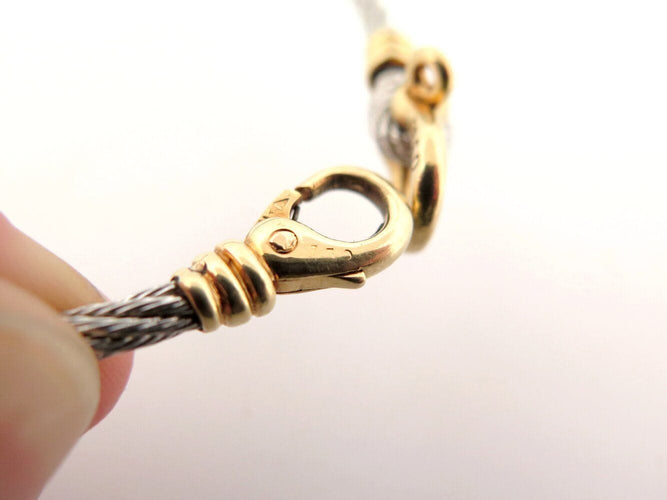 Bracelet vintage bracelet FRED force 10 t17 cable en acier & manille or jaune 18k 58 Facettes 269964