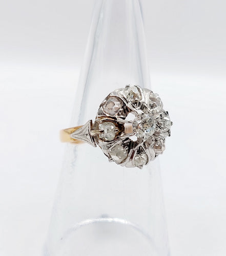 Bague 54 Bague marguerite or jaune, platine et diamants taille ancienne (circa 1920) 58 Facettes A05474