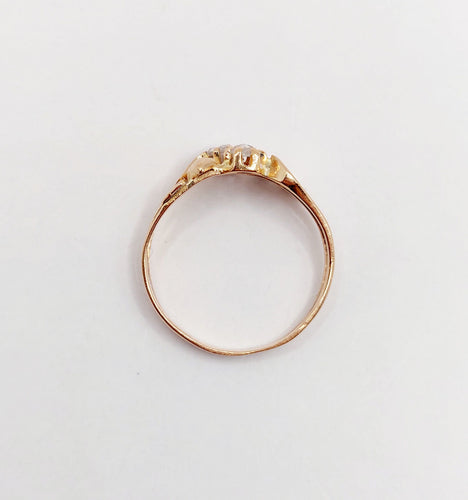 Bague 47 Bague antique toi et moi or rose diamants taille rose (circa 1900) 58 Facettes A06295