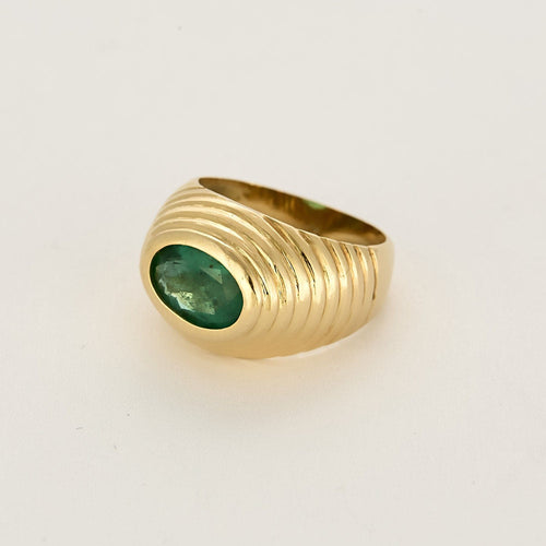 Bague 54 Bague dôme en or jaune et émeraude 58 Facettes TAR1358