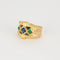 Bague 50 Bague bandeau or jaune, saphirs, émeraudes et diamants 58 Facettes ALGU32